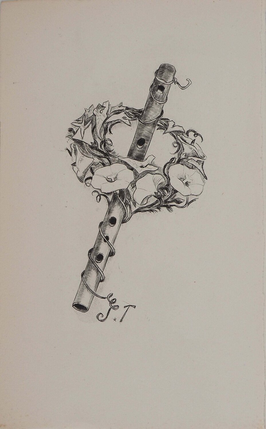 Flûte et couronne de fleurs Suzanne Tourte Impresión en venta