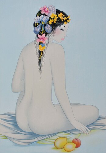 Geisha et les fruits de Tran Mara, Impresión a la venta en Singulart