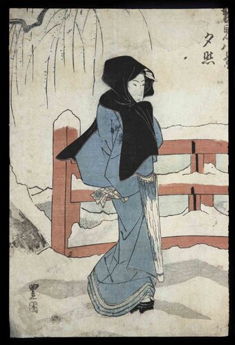 Standing Woman in a Snowy Landscape di Utagawa Kunisada, Stampa in vendita su Singulart