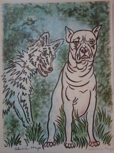 Le chien et le loup de Valentine Hugo, Impresión a la venta en Singulart