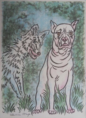 Le chien et le loup de Valentine Hugo, Impresión a la venta en Singulart