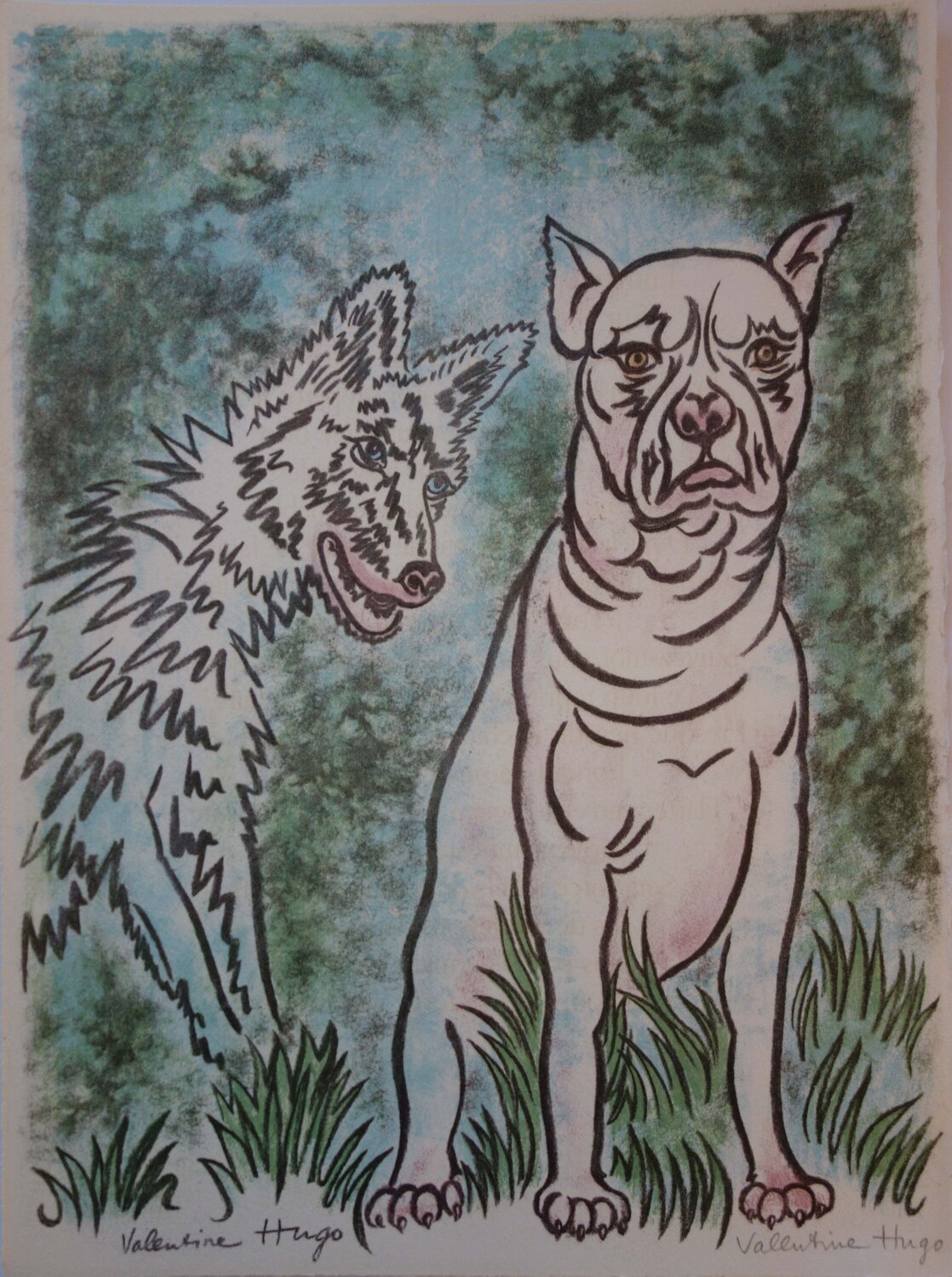 Le chien et le loup Valentine Hugo Afdruk te koop