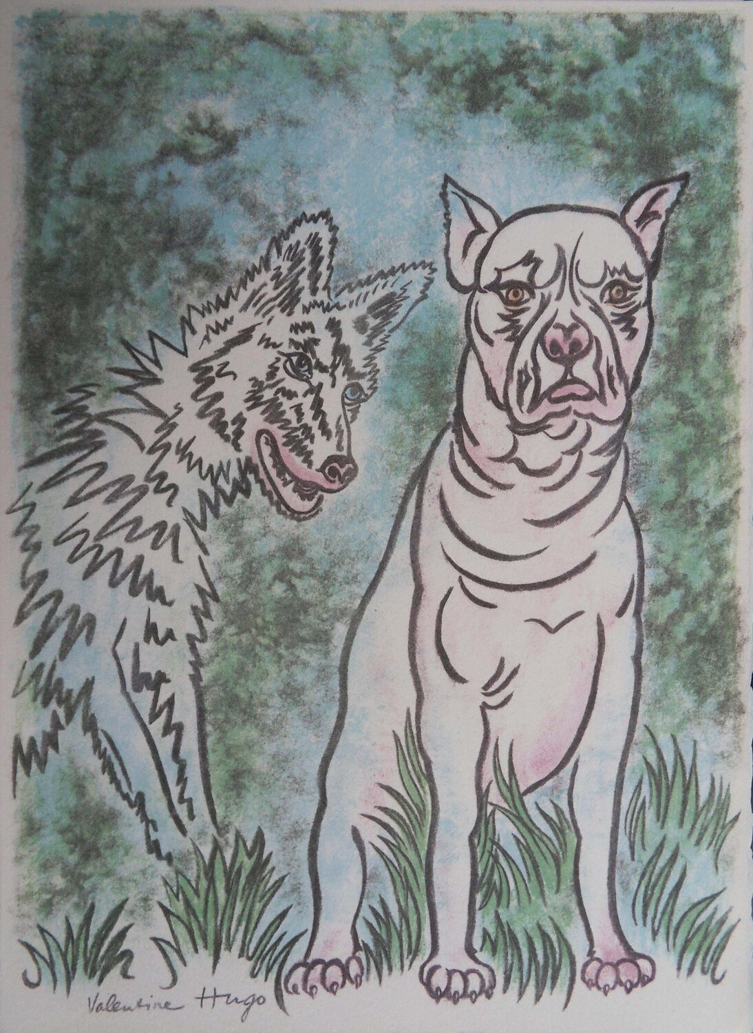 Le chien et le loup Valentine Hugo Druck zu verkaufen