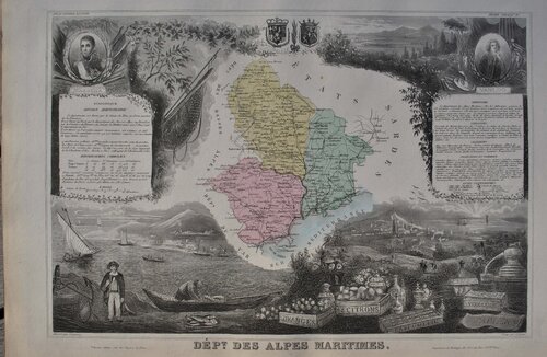 France, Carte ancienne des Alpes Maritimes von Victor Levasseur, Druck kaufen auf Singulart