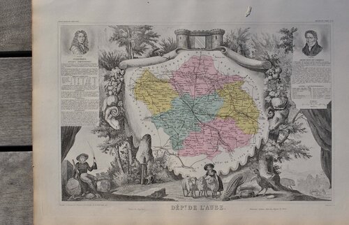 France, Carte ancienne de l'Aube von Victor Levasseur, Druck kaufen auf Singulart