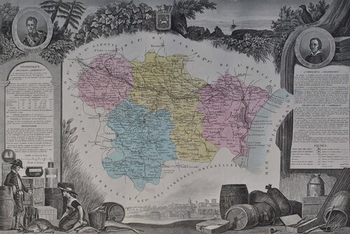 France, Carte ancienne de l'Aude Victor Levasseur