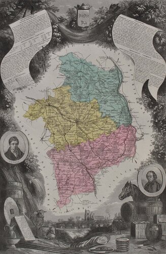 France, Carte ancienne du Cher van Victor Levasseur, Afdruk te koop op Singulart