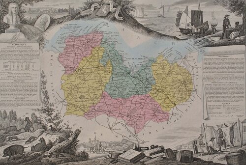 France, Carte ancienne des Côtes du Nord Victor Levasseur