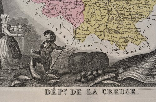 France, Carte ancienne de la Creuse Victor Levasseur