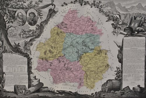 France, Carte ancienne de la Drôme van Victor Levasseur, Afdruk te koop op Singulart