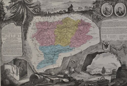 France, Carte ancienne du Doubs Victor Levasseur