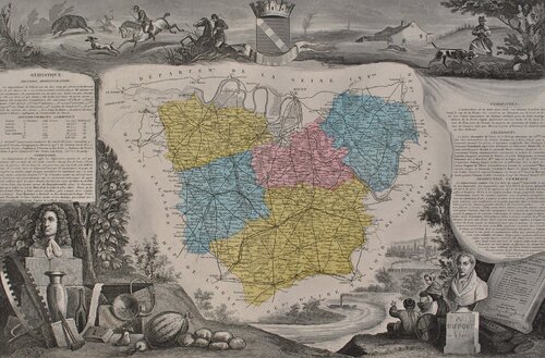 France, Carte ancienne de l'Eure Victor Levasseur