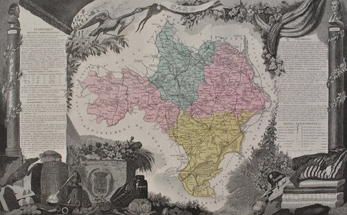 France, Carte ancienne du Gard Victor Levasseur