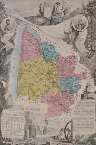 France, Carte ancienne de la Gironde van Victor Levasseur, Afdruk te koop op Singulart