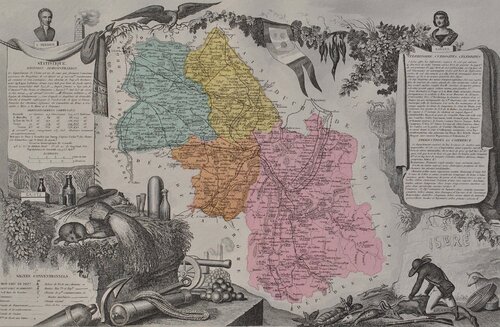 France, Carte ancienne de L'Isère Victor Levasseur