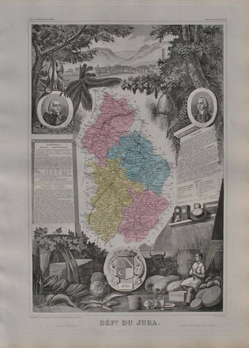 France, Carte ancienne du Jura, Gravure originale by Victor Levasseur, Print for Sale on Singulart