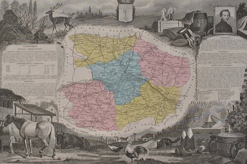 France, Carte ancienne du Maine et Loire van Victor Levasseur, Afdruk te koop op Singulart