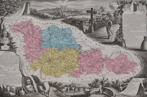 France, Carte ancienne de la Moselle Victor Levasseur