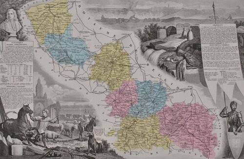 France, Carte ancienne du Nord Victor Levasseur