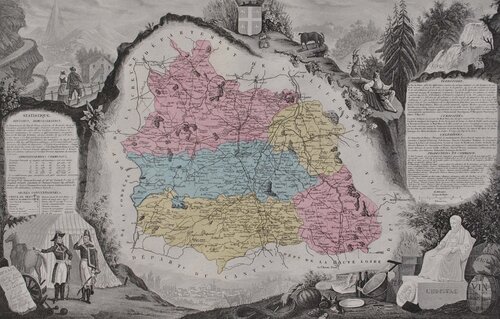 France, Carte ancienne du Puy de Dôme Victor Levasseur
