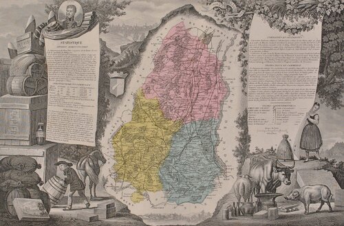 France, Carte ancienne du Haut Rhin Victor Levasseur