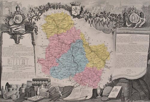 France, Carte ancienne  de l'Yonne Victor Levasseur