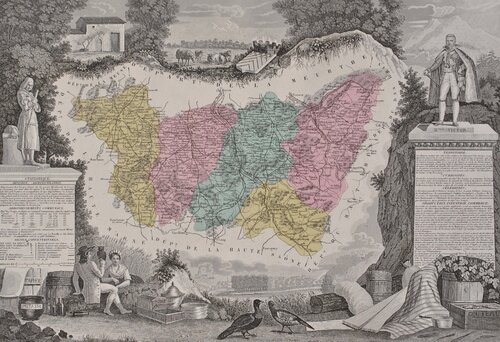 France, Carte ancienne des Vosges Victor Levasseur