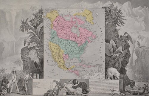 Carte ancienne de l'Amérique Septentrional Victor Levasseur