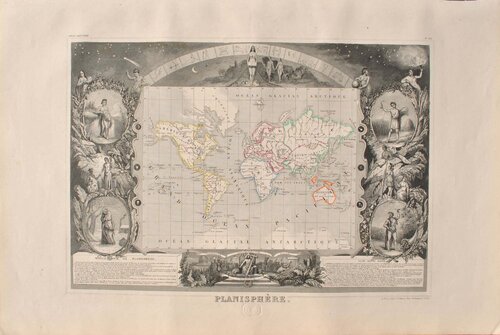 Carte ancienne Planisphère Victor Levasseur
