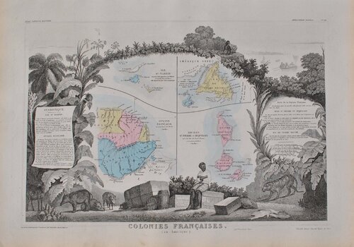 Carte ancienne des territoires français en Amérique di Victor Levasseur, Stampa in vendita su Singulart