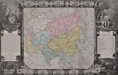 Carte ancienne de L'Asie van Victor Levasseur, Afdruk te koop op Singulart