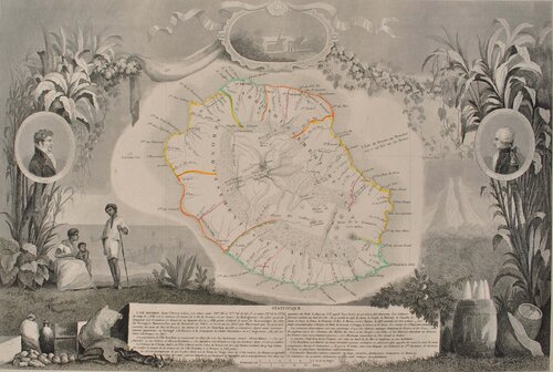 Carte ancienne de l'Ile Bourbon van Victor Levasseur, Afdruk te koop op Singulart