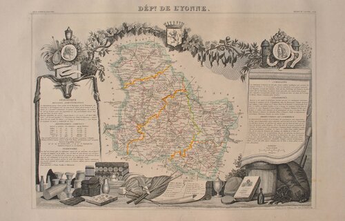 Carte ancienne de l'Yonne van Victor Levasseur, Afdruk te koop op Singulart