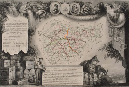Carte ancienne du Tarn et Garonne van Victor Levasseur, Afdruk te koop op Singulart