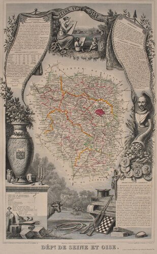 Carte ancienne de Seine et Oise van Victor Levasseur, Afdruk te koop op Singulart