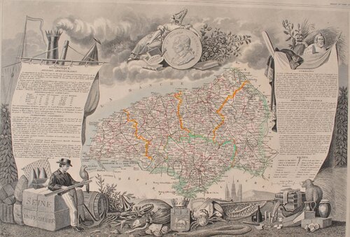 Carte ancienne de la Seine Inférieure van Victor Levasseur, Afdruk te koop op Singulart