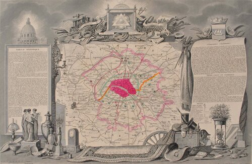 Carte ancienne de la Seine van Victor Levasseur, Afdruk te koop op Singulart