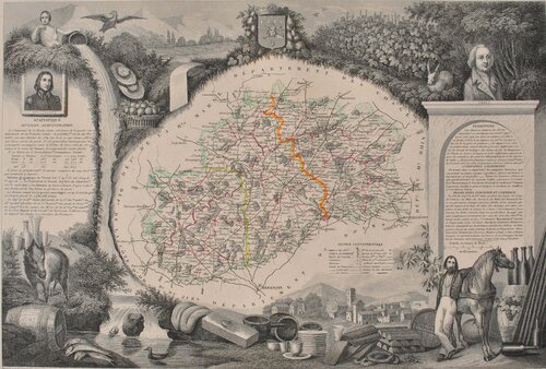 Carte ancienne de la Haute Saône von Victor Levasseur, Druck kaufen auf Singulart