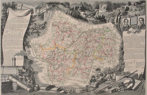 Carte ancienne de Saône et Loire van Victor Levasseur, Afdruk te koop op Singulart