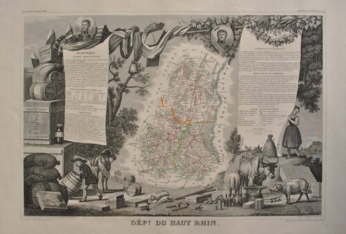 Carte ancienne du Haut Rhin van Victor Levasseur, Afdruk te koop op Singulart
