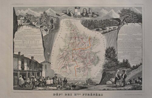 Carte ancienne des Hautes Pyrénées von Victor Levasseur, Druck kaufen auf Singulart