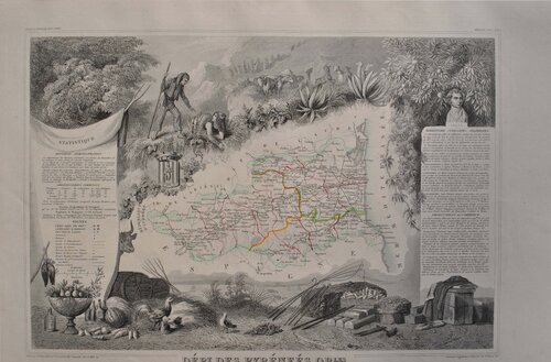 Carte ancienne des Pyrénées Orientales von Victor Levasseur, Druck kaufen auf Singulart