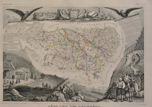 Carte ancienne des Basses Pyrénées van Victor Levasseur, Afdruk te koop op Singulart