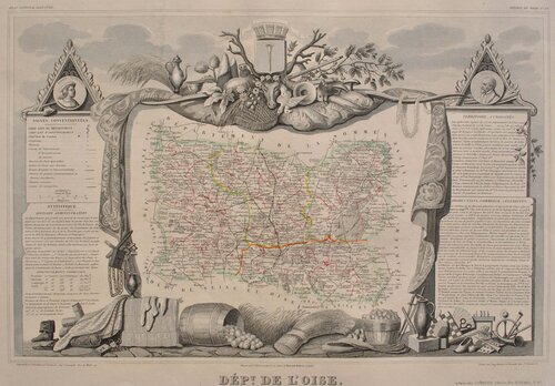 Carte ancienne du département de l'Ois de Victor Levasseur, Impresión a la venta en Singulart