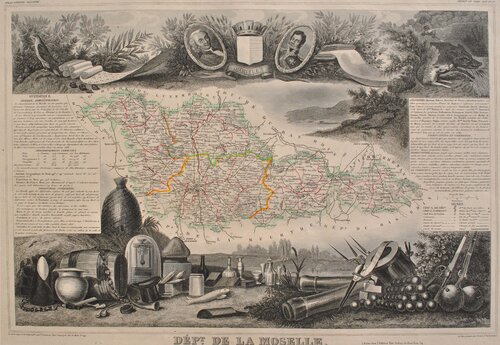 Carte ancienne de la Moselle von Victor Levasseur, Druck kaufen auf Singulart
