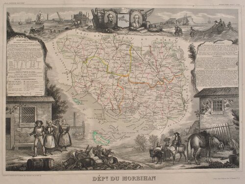 Carte ancienne du Morbihan von Victor Levasseur, Druck kaufen auf Singulart