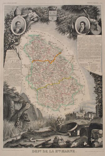 Carte ancienne de la Haute Marne von Victor Levasseur, Druck kaufen auf Singulart