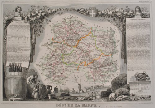 Carte ancienne de la Marne by Victor Levasseur, Print for Sale on Singulart