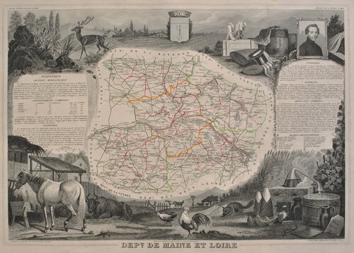 Carte ancienne de Maine et Loire von Victor Levasseur, Druck kaufen auf Singulart