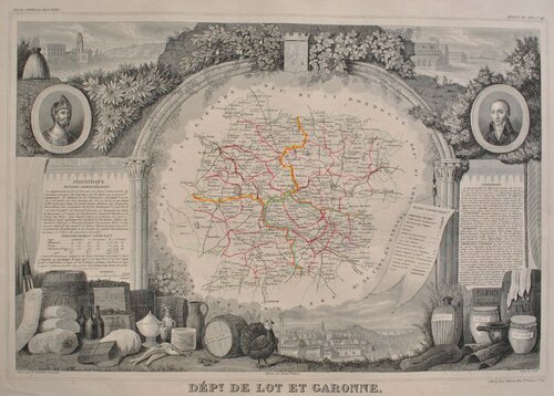 Carte ancienne du Lot et Garonne by Victor Levasseur, 版畫 for Sale on Singulart